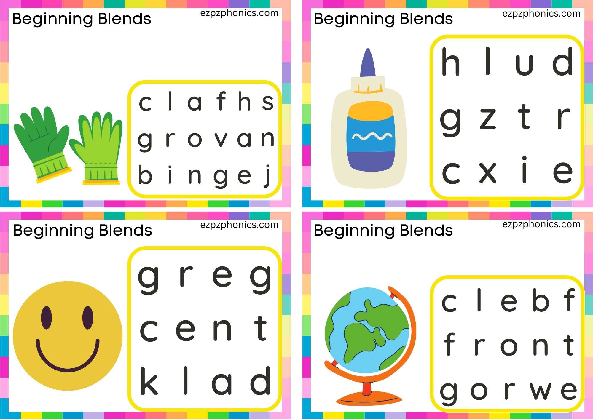 GL Beginning Blends Activity Circle The Correct Letters To Make The ...